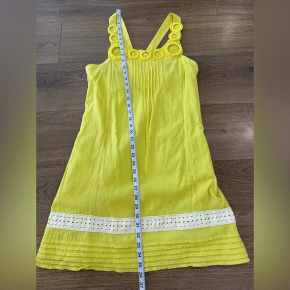 Anthropologie Edme & Esyllte Boho Yellow Gauzy Shift Tank Dress Size Small - Picture 10 of 10